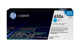 HP 650A Cyan Original LaserJet Toner Cartridge, CE271A