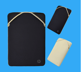 HP 2F1X3AA 2-in-1 Reversible Sleeve Laptop Bag for 14-Inch Laptop, Black and Beige Color, Durable, Lightweight & Stylish Design