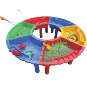 Indoor-Outdoor Plastic Colorful Kids Wide Round Gardening, Sand And Water Table RW-17133 Size, 384×125×50cm